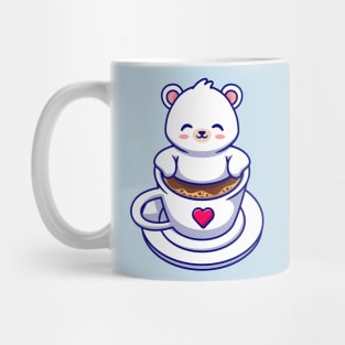 Cute Baby Polar Bear In Coffee Cup Cartoon Mug